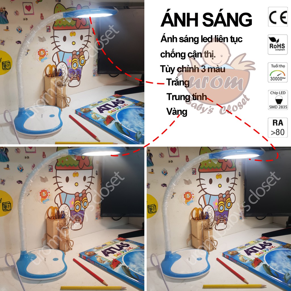 Đèn bàn học sinh MPE TL3 3 màu sáng (Thân Xanh)