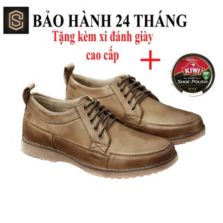 Giày đốc nam cao cấp cực chất - Giầy công sở da bò thật nguyên tấm, đế cao su CHEAPSTOREVN - CS766 (bảo hành 24 tháng)