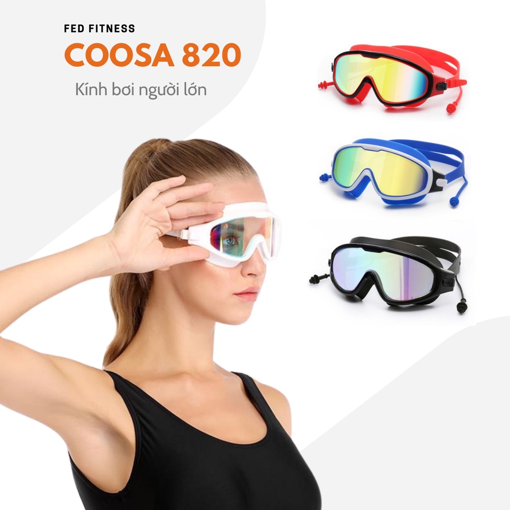 Kính bơi người lớn Coosa 820 thiết kế Panorama, không gọng, chống sương, chống tia UV ( 1 đổi 1 trong 7 ngày )