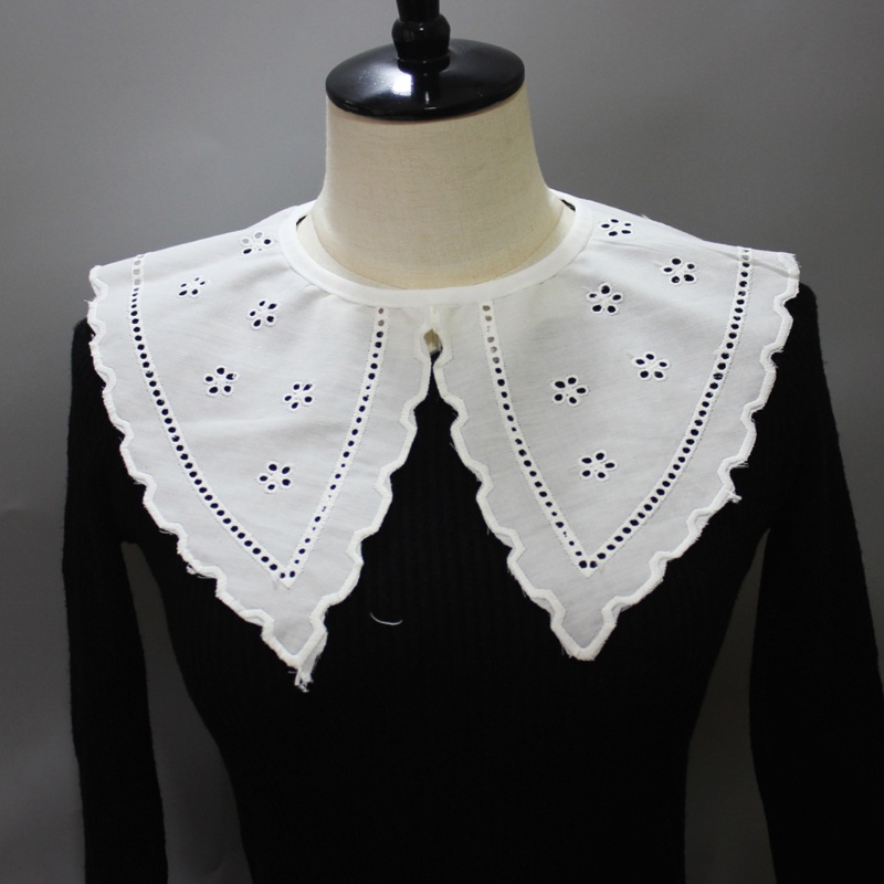 Cổ Áo Sơ Mi Giả Bằng Polyester Thêu Họa Tiết Rỗng Có Thể Tháo Rời Cho Nữ