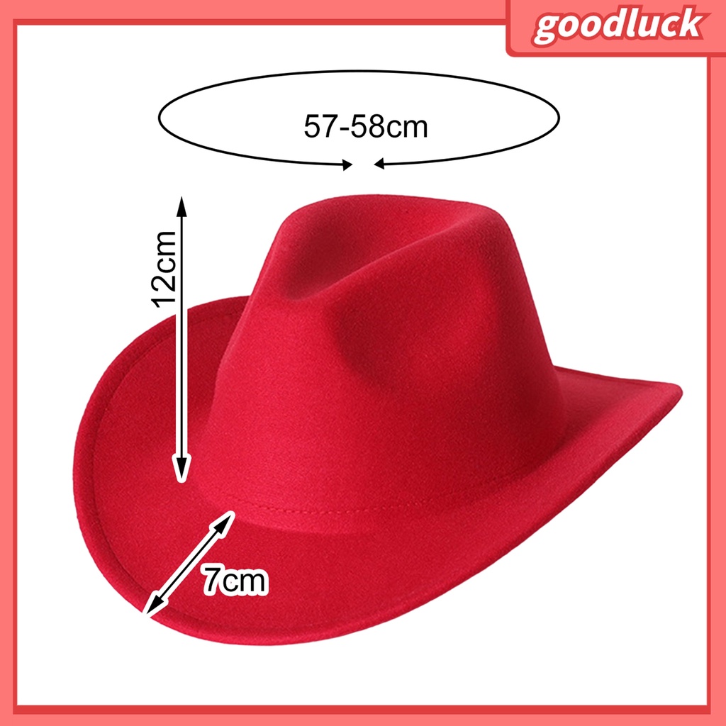 &lt; Golu &gt; Mũ Cao Bồi Unisex Màu Trơn Chống Dầu Mỡ Bằng Vải Nỉ Cuộn Lên Vành Cho Tiệc Hóa Trang Ngoài Trời