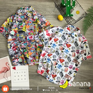 [Banana]- Áo sơ mi hoạt hình Logo (M,L,XL)