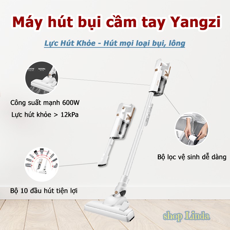 [BH 12 Tháng] Máy Hút Bụi Cầm Tay Yangzi Lực Hút Siêu Mạnh 12000Pa