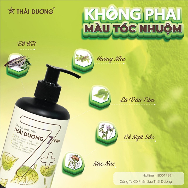 Dầu gội dược liệu Thái Dương 7 Plus dung tích 100ml / 250ml / 480ml ngăn ngừa tình trạng gàu và ngứa