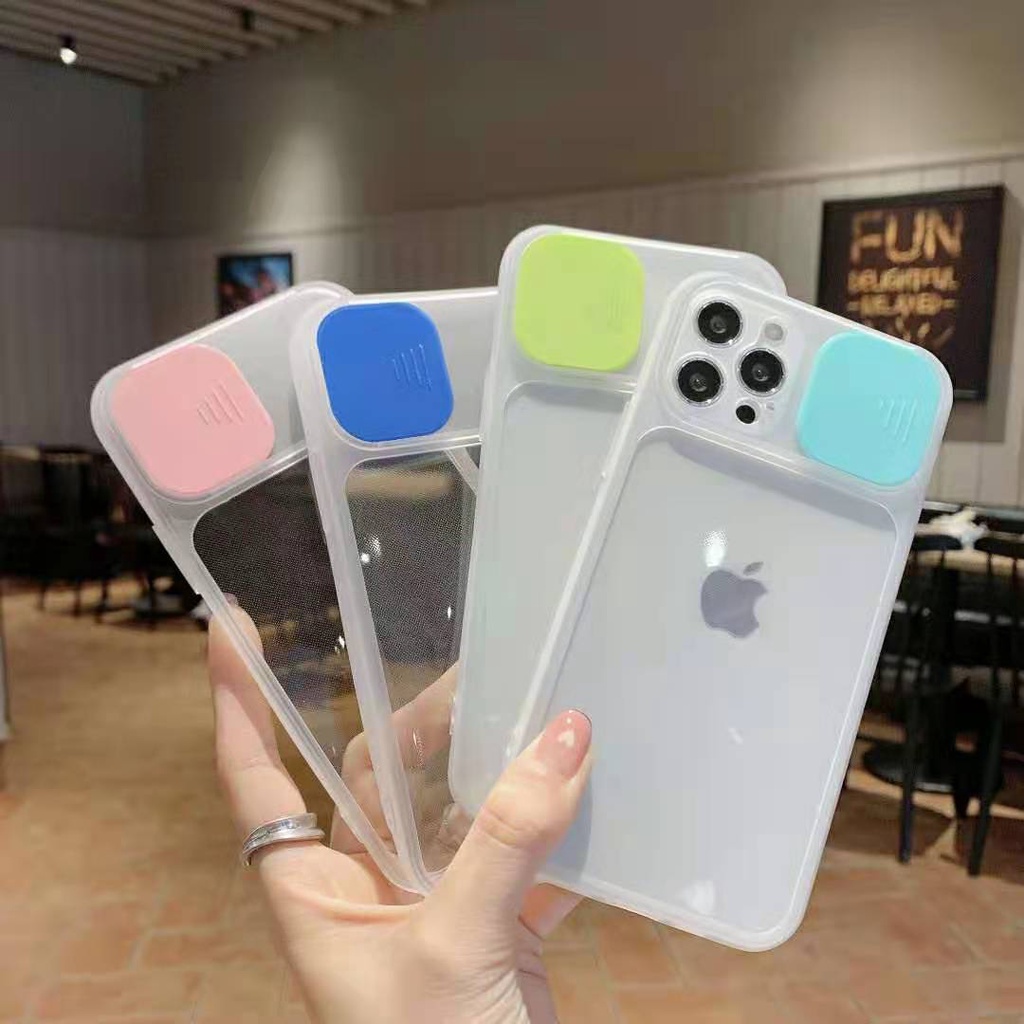 Ốp Điện Thoại Mềm Trong Suốt Có Nắp Trượt Bảo Vệ Ống Kính Máy Ảnh Cho iphone 12 11 Pro Max iphone 6 7p Sự Bảo Vệ