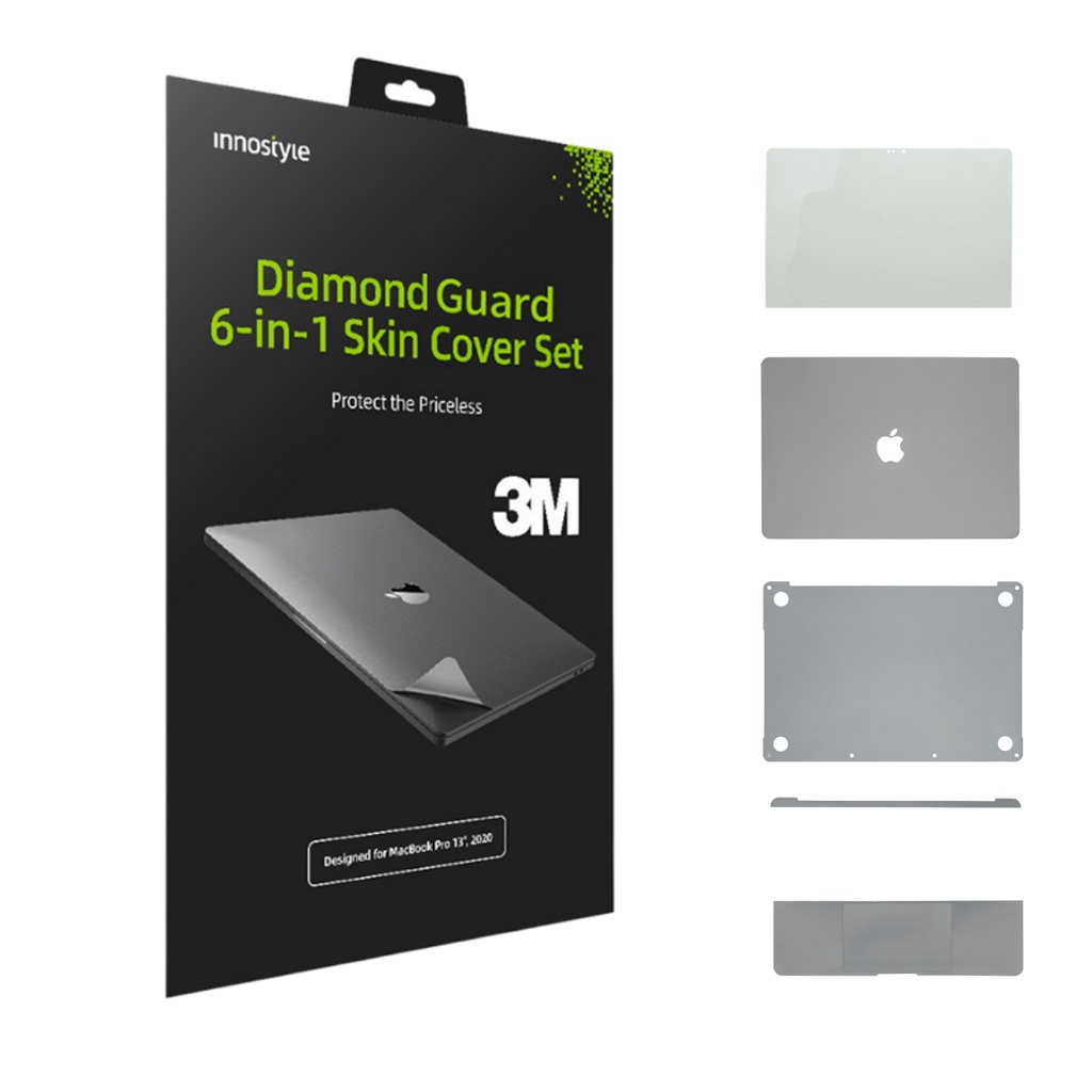 Bộ Dán Full Macbook 6in1 Innostyle Diamond Guard Chất Liệu 3M Bền Bỉ, Dán Màn Hình Từ Tính An Toàn Cho Lớp Chống Loá