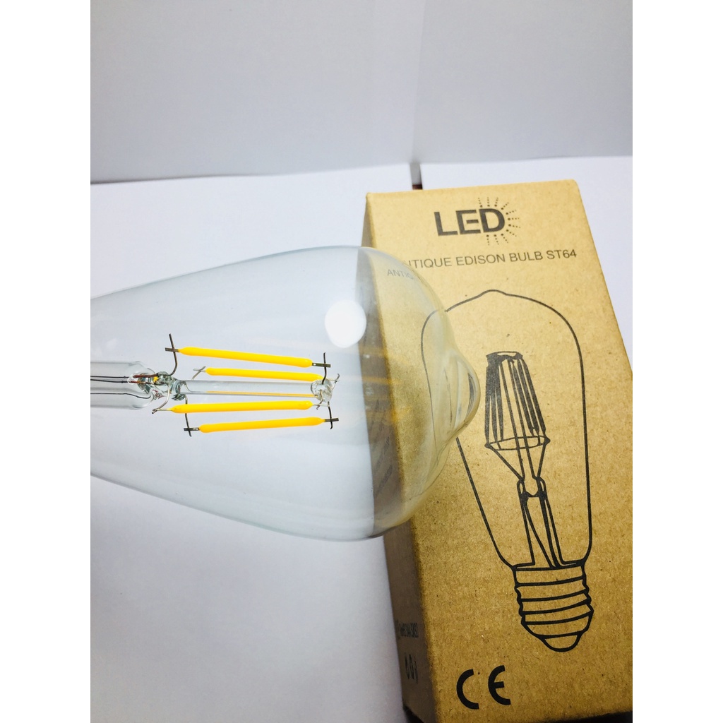 Bóng Đèn Tròn Edison Vintage G 45, ST 64, A 60 - 4W đui E27, ánh sáng vàng