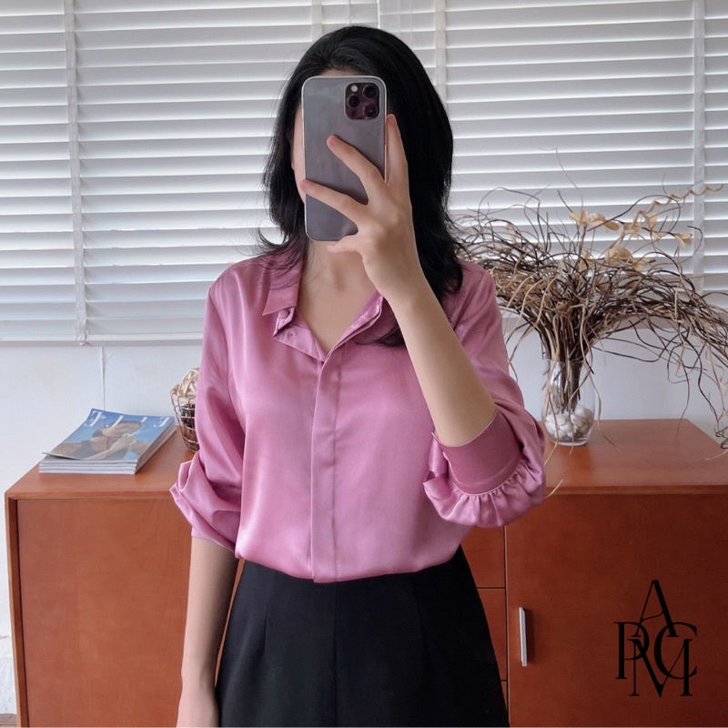 Yumi Shirt / Áo sơ mi lụa dáng cơ bản