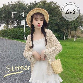 Áo khoác ren đi biển viền hoa