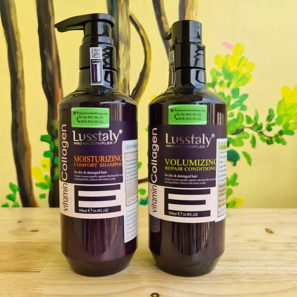 Bộ Dầu Gội + Dầu Xả LUSSTALY COLLAGEN Vitamin E 800ML - Dầu Gội Kích Thích Mọc Tóc Lamyra