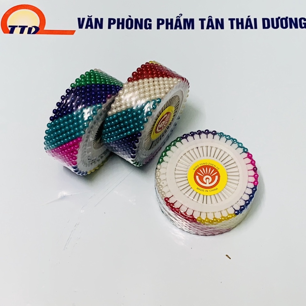 Vỉ 40 Ghim Đầu Hạt Tròn Dùng Cố Định Vải, Làm Đồ Hanmade