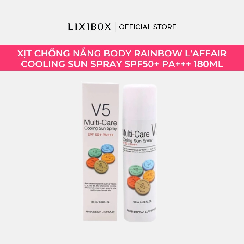 Xịt Chống Nắng Toàn Thân Rainbow L'affair Multi-Care V5 Cooling Sun Spray SPF50+ PA+++ 180ml