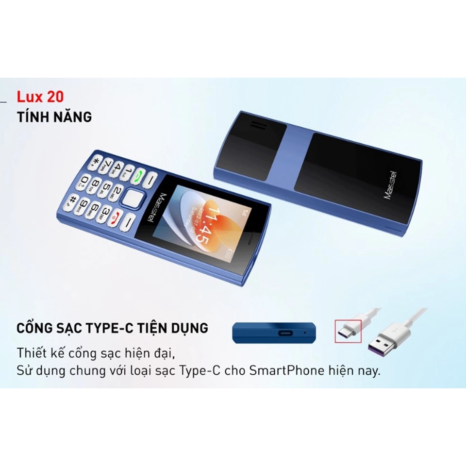 Điện thoại Masstel Lux 20 4G - Màn hình lớn 2.4" - Gọi HD Call - Hàng chính hãng
