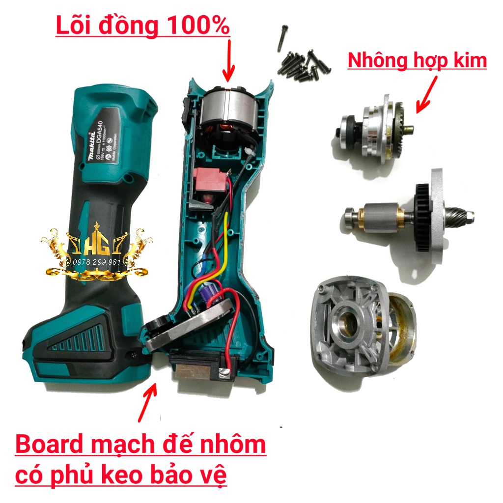 Máy Mài Dùng Pin Máy Cắt Cầm Tay Makitaa198V Động Cơ Không Chổi Than Tặng Kèm 5 Viên Đá Cắt