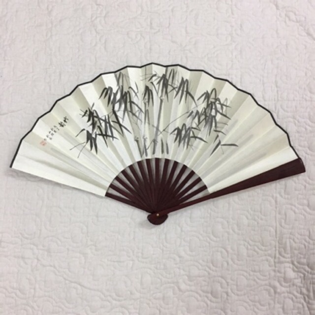 1 Chiếc Quạt Xếp Polyester In Họa Tiết Phong Cách Trung Hoa - Chọn Hình Ngẫu Nhiên - Quạt cổ trang thư pháp