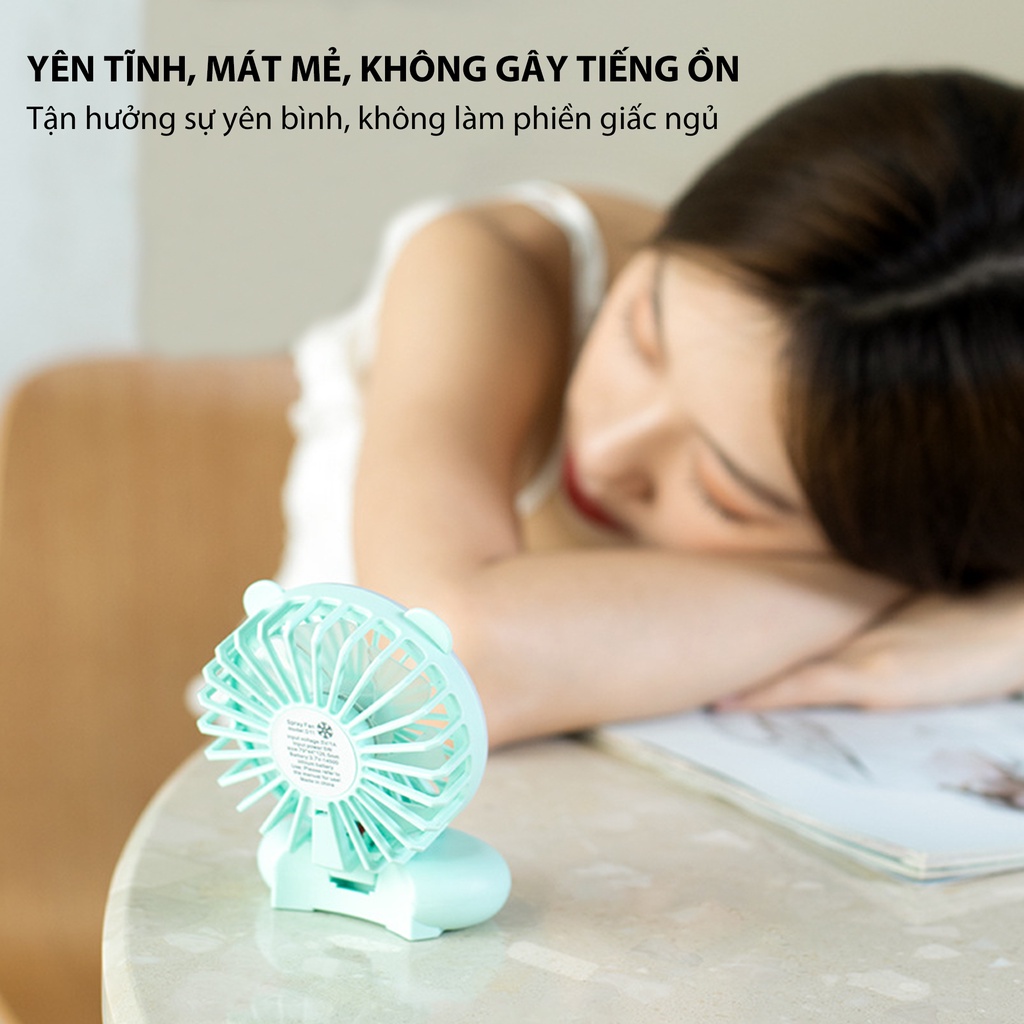 Quạt mini đa năng Jiashi tích hợp 3 trong 1 đèn ngủ và kẹp điện thoại, gấp để bàn dây đeo tiện lợi - QMN02