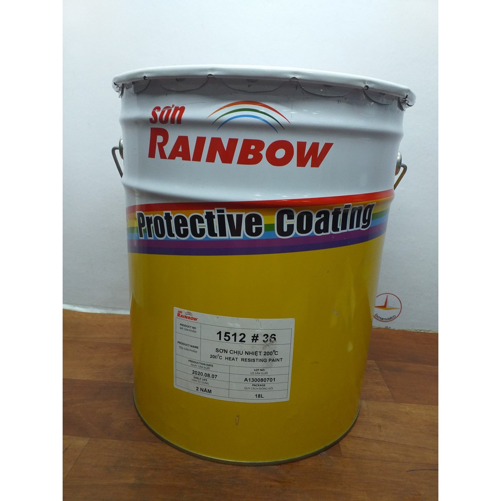 Sơn chịu nhiệt 200oC Rainbow 1512#36 màu xám_ thùng 18L