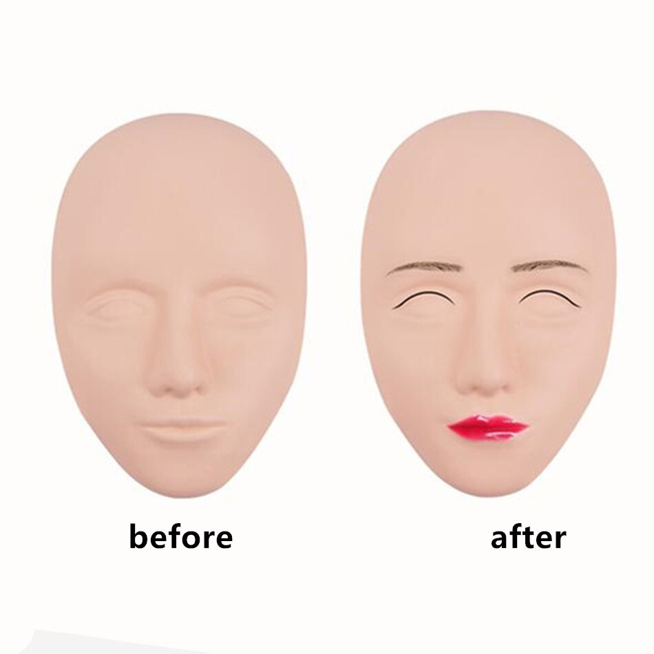 5D Khuôn mặt đào tạo hình xăm đầu Silicone thực hành trang điểm vĩnh viễn lông mày môi xăm hình mặt búp bê Mannequin