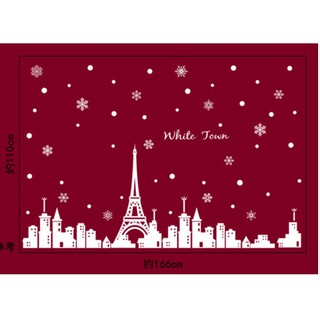 Decal trang trí noel thành phố trắng 02