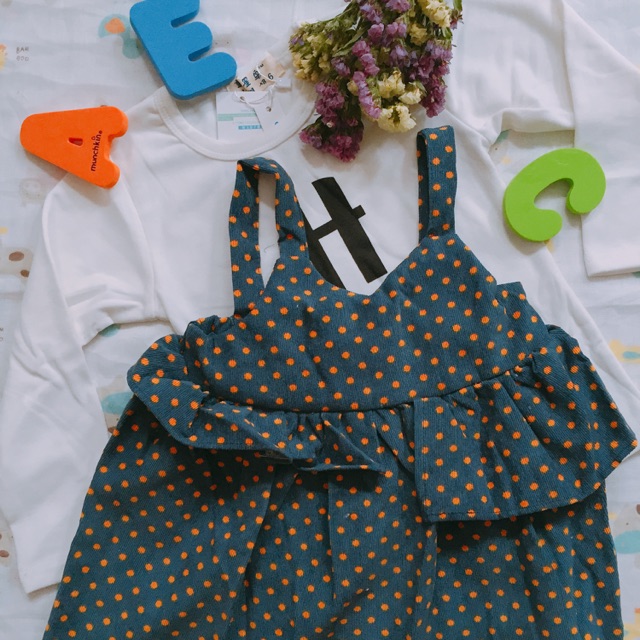 Set đầm chấm bi cho bé gái 1-5T