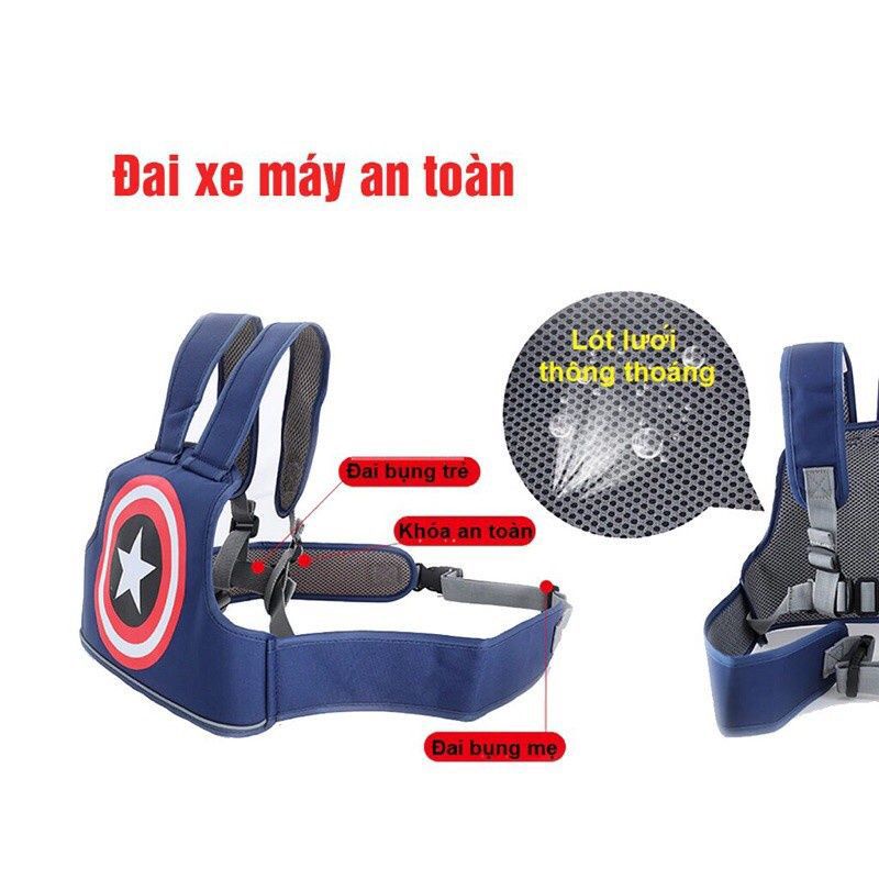 (Loại Tốt) Đai đi xe máy chở bé, hàng loại 1 dày dặn, ăn toàn, hoạ tiết xinh xắn, chất liệu bền