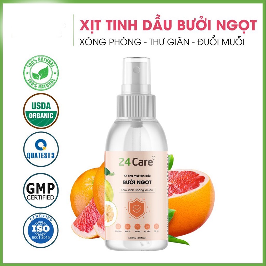 Xịt khử mùi tinh dầu BƯỞI NGỌT thơm phòng ngủ, văn phòng, nhà bếp - Xịt kháng khuẩn, khử mùi hôi, đuổi muỗi