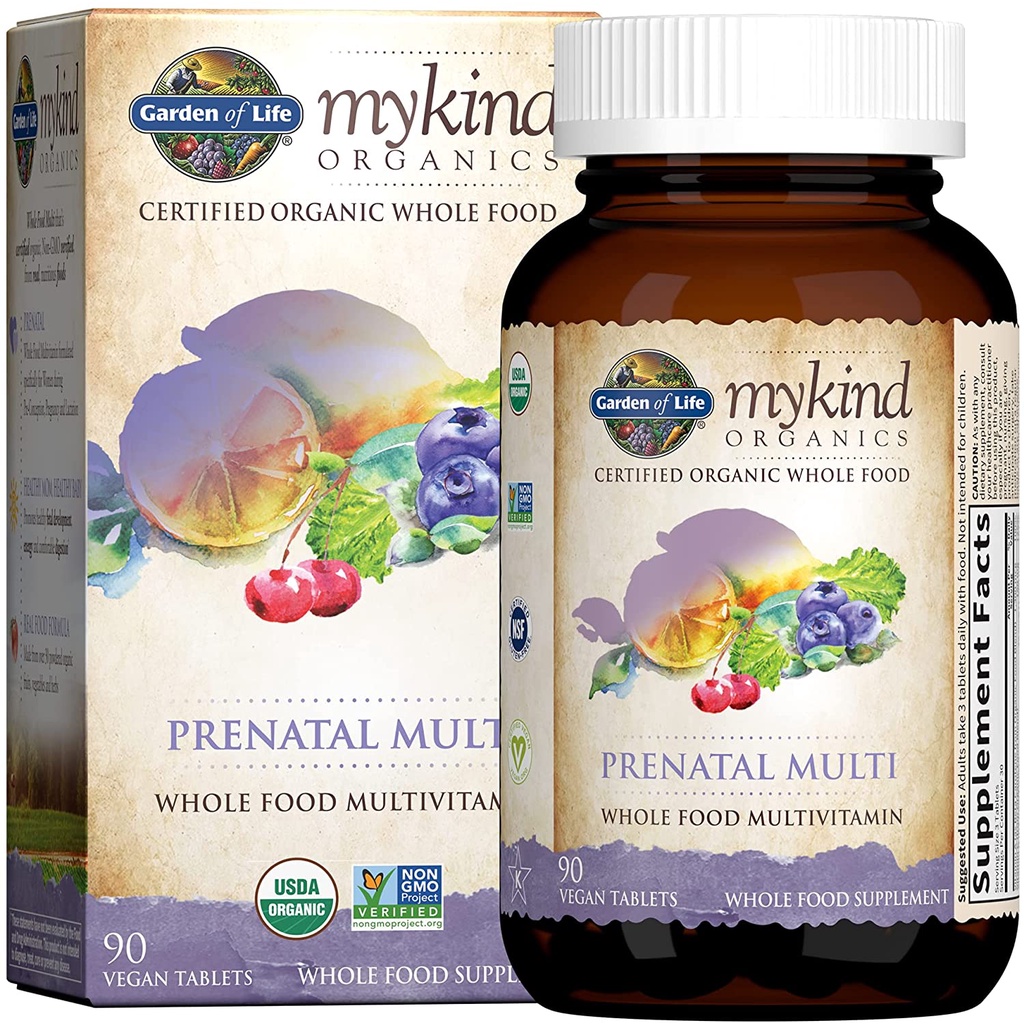 Vitamin tổng hợp hữu cơ cho bầu và sau sinh Garden of life Mykind Organics Prenatal Multi 90v