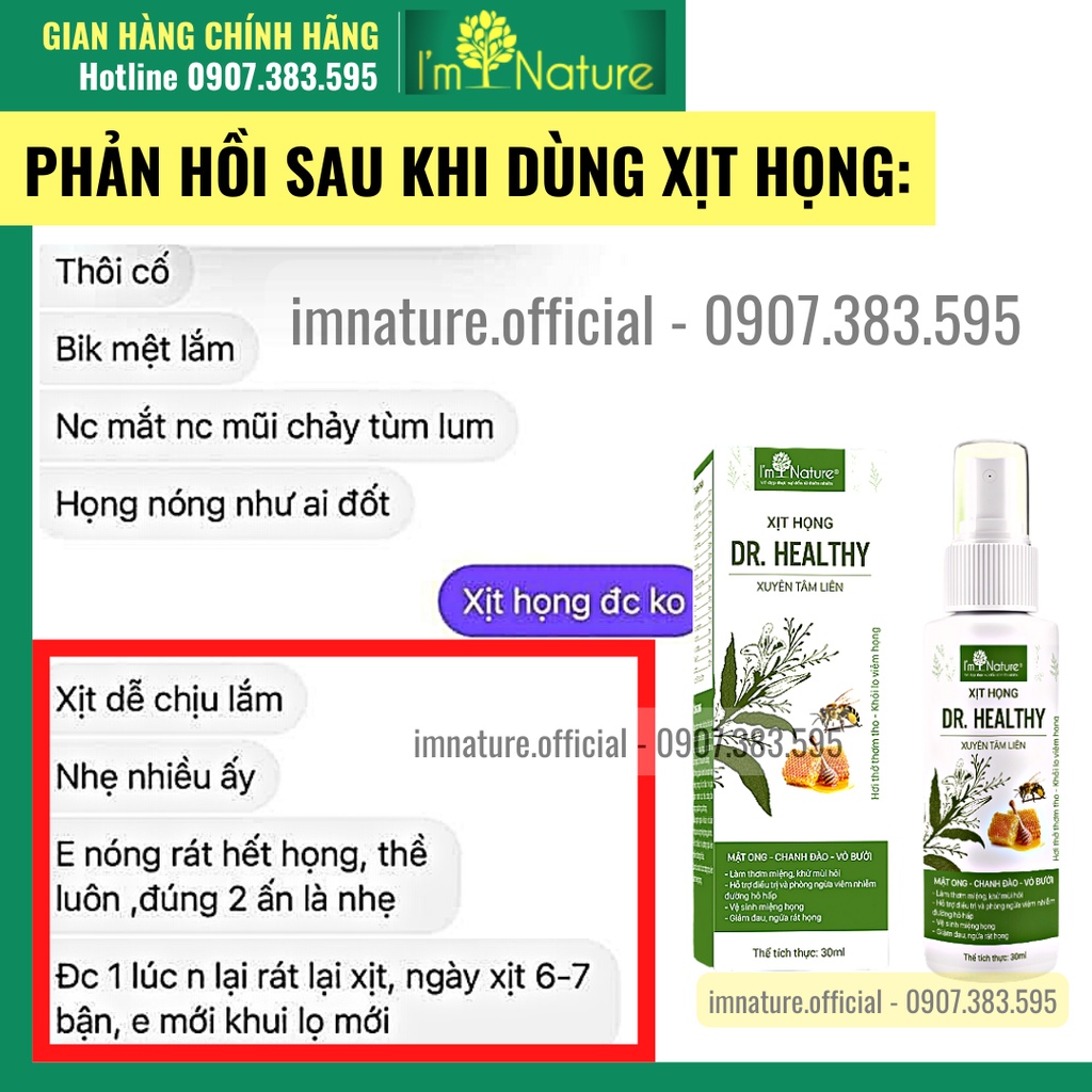 Xịt Họng Xuyên Tâm Liên Thơm Miệng Giảm Ho Ngứa Cổ Khử Mùi Hôi Miệng Dr.Healthy - Chai 30ml I’m Nature