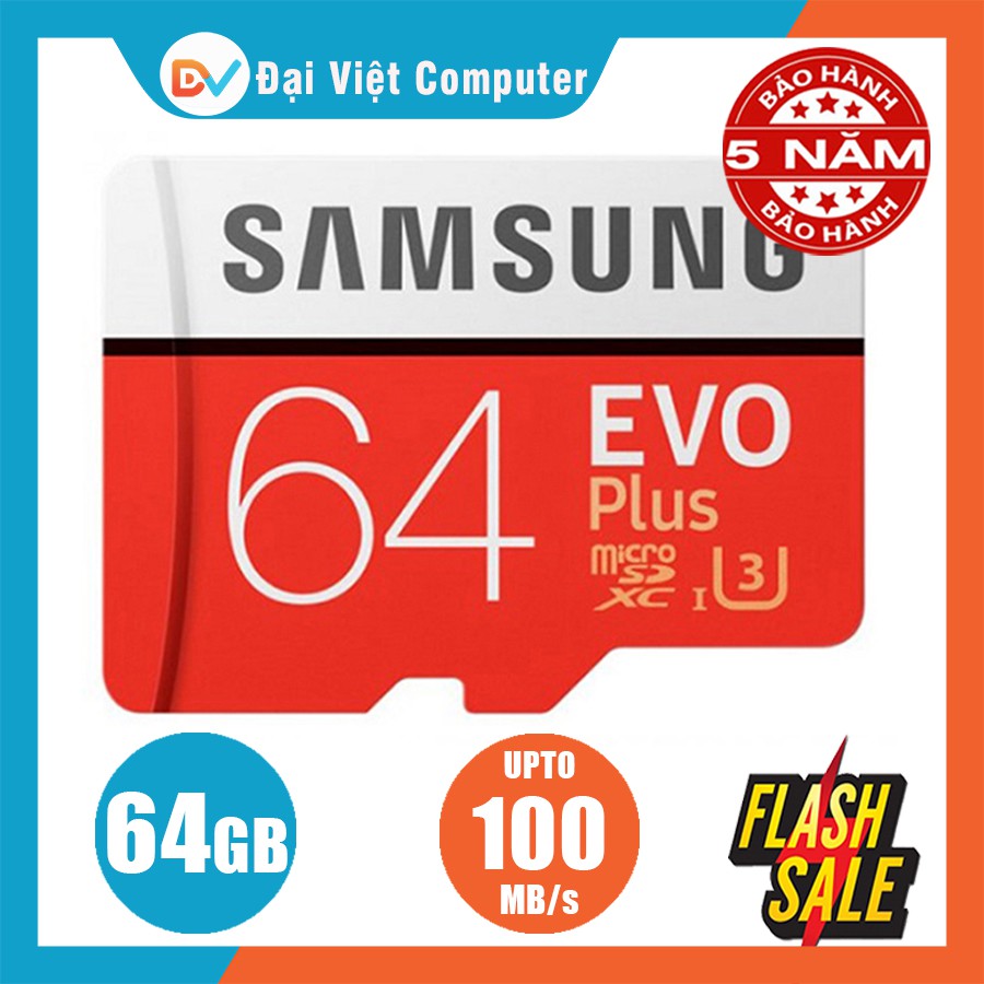 Thẻ nhớ micro SD samsung Evo plus 64GB 100MB/s 4k video