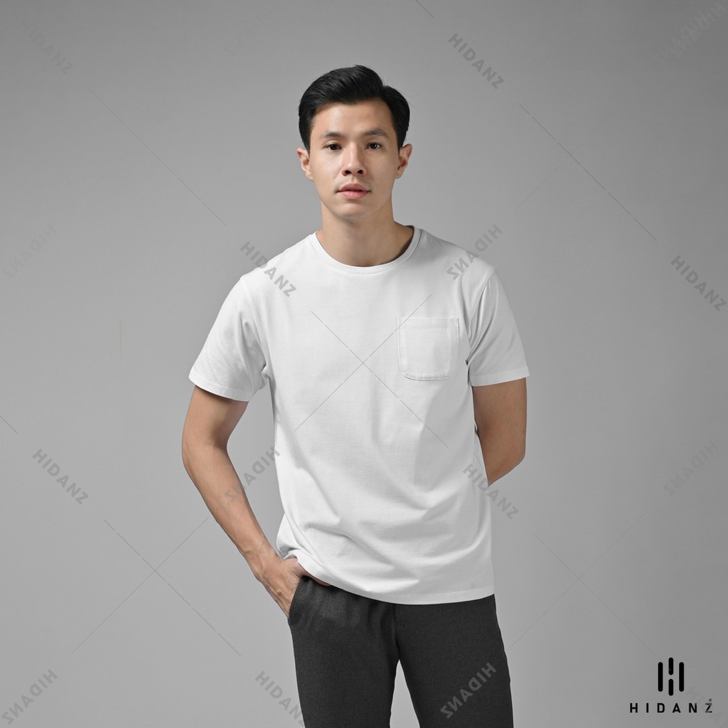 Áo thun trơn nam có túi basic tee HIDANZ chất vải 100% Cotton sang trọng - thoáng mát - co giãn - không xù - TCT01