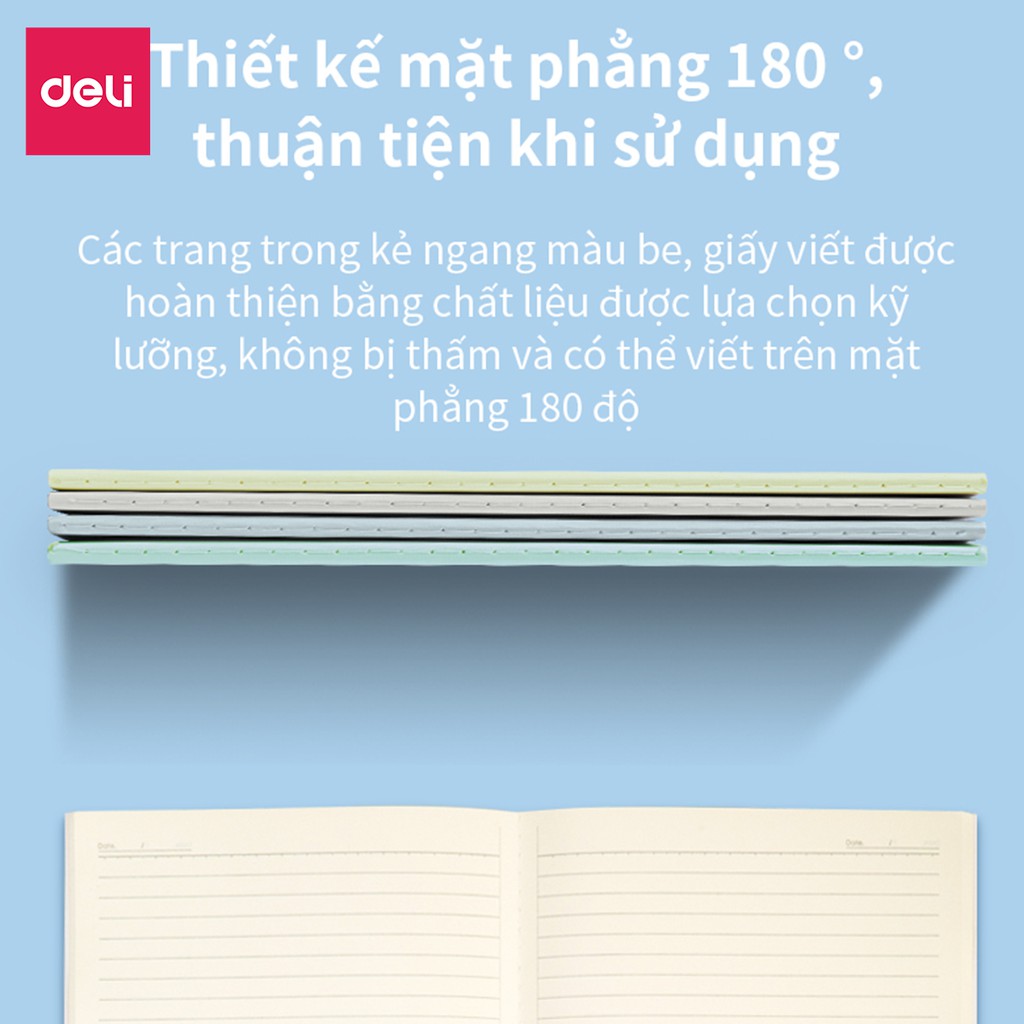 [Mã LIFEDELI1505 giảm 50K đơn 99K] Sổ tay ghi chép khâu gáy A5 Deli 60 trang - 1 quyển - FA560-N01-KM-01