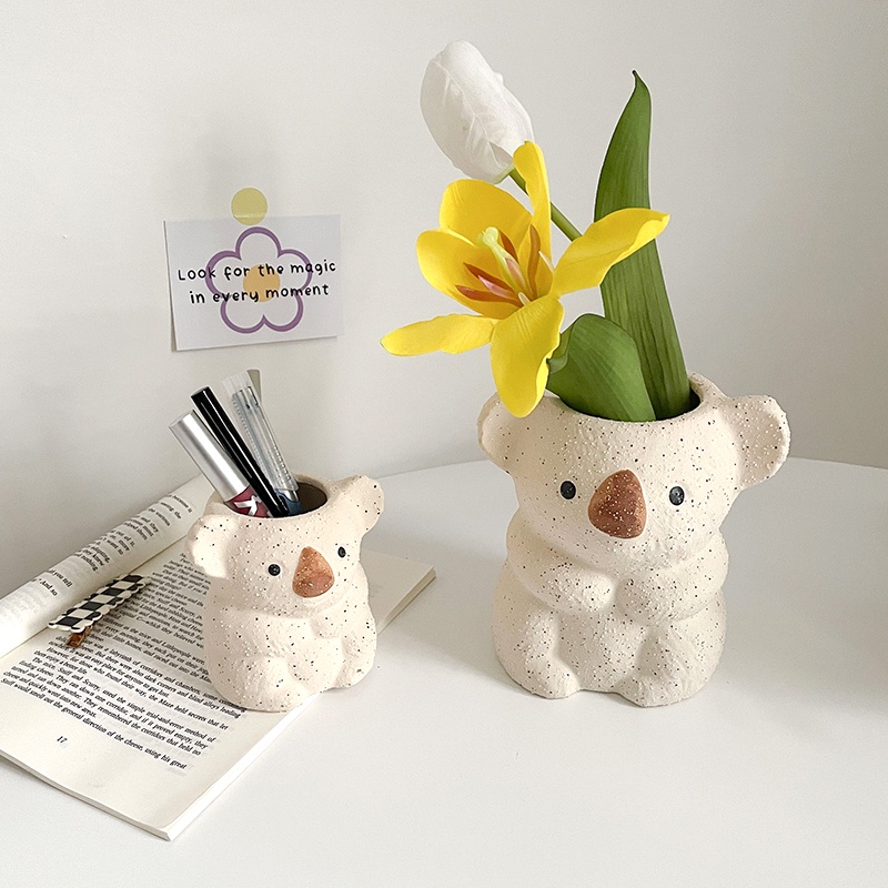 Bình Hoa Thủ Công Hình Gấu Koala Dễ Thương Để Bàn Trang Trí Nhà Cửa