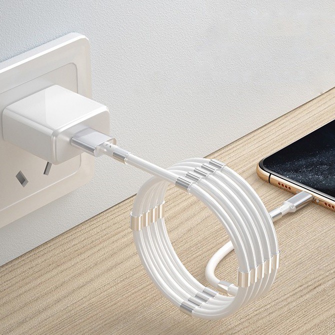 Cáp Sạc Hít Nam Châm Chống Rối Supercalla Dài 1M Samsung - Cáp Sạc Nhanh Điện Thoại Ipad Android Chống Rối Dây