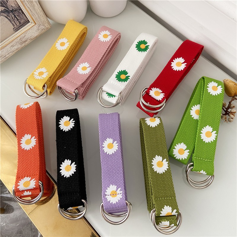 Thắt Lưng In Hình Hoa Cúc Vải Canvas Thời Trang