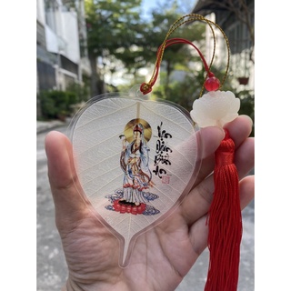 [Hàng chất lượng] - Lá bồ đề in hình phật QUAN THẾ ÂM BỒ TÁT mang lại Bình An, May Mắn - Tặng bao đựng rất đẹp