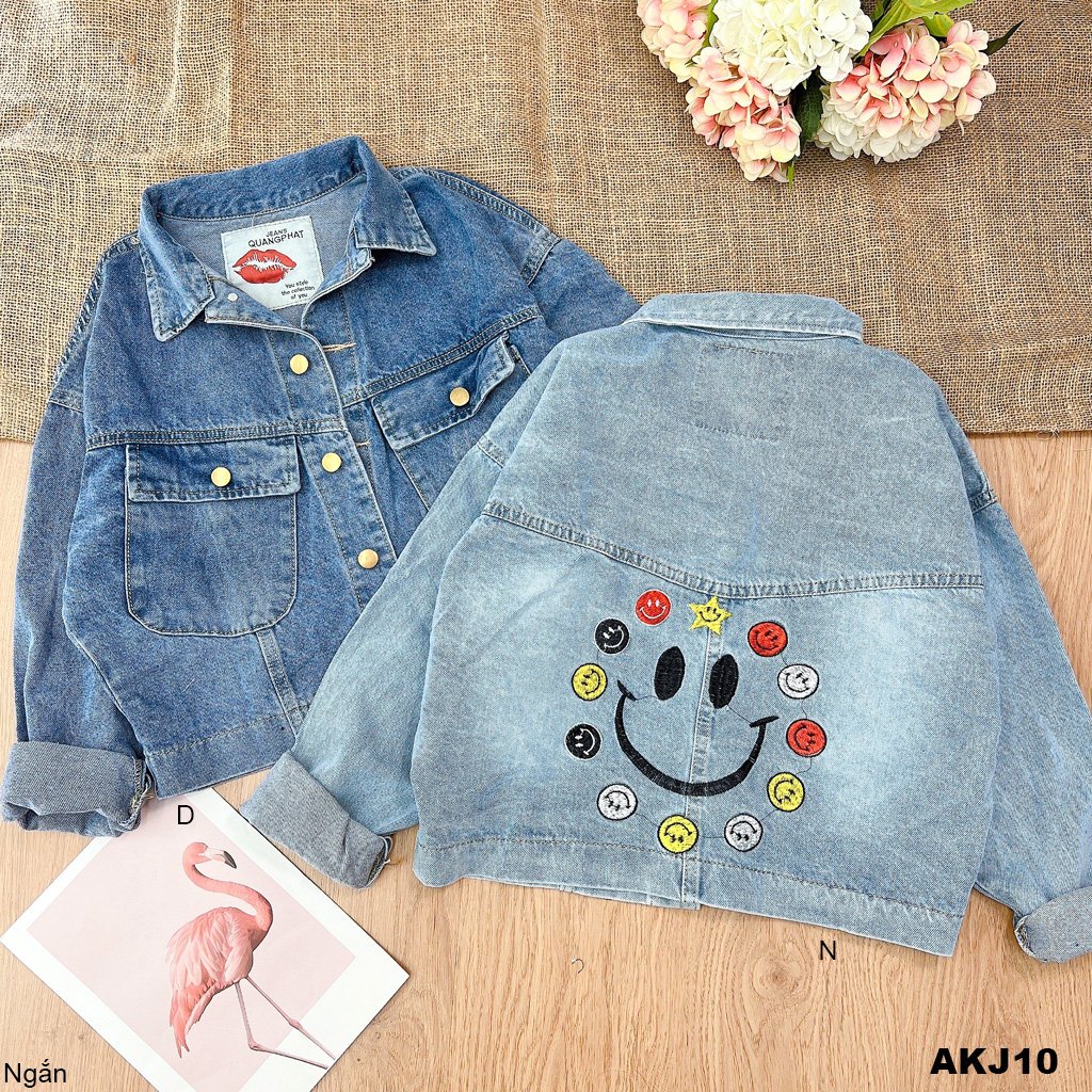 ÁO KHOÁC JEAN CAO CẤP MẶT CƯỜI AKJ10 - Hí Shop