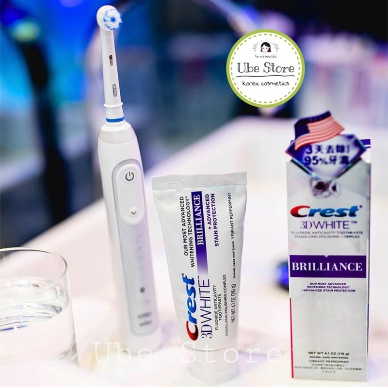 SET KEM ĐÁNH RĂNG CREST 3D WHITE BRILLIANCE TOOTHPASTE