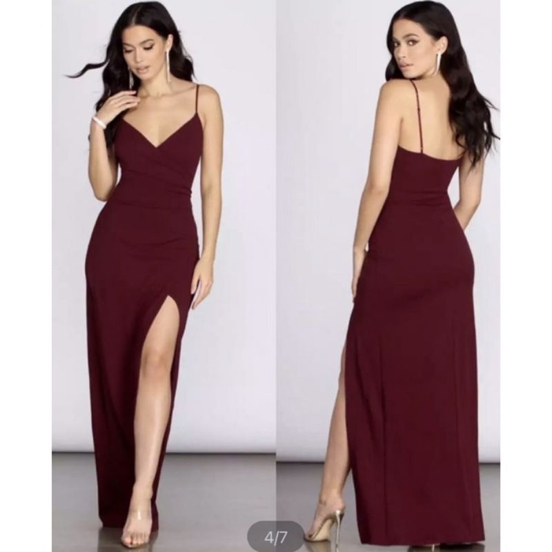Đầm tiệc ôm body vạt chéo xẻ tà f21 VNXK dạ hội tiệc party prom maxi dáng dài hai dây xuất khẩu dư tuồn xịn