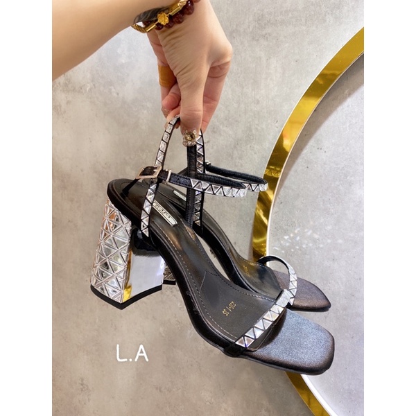 Sandal cao gót pra da đá qccc fullbox