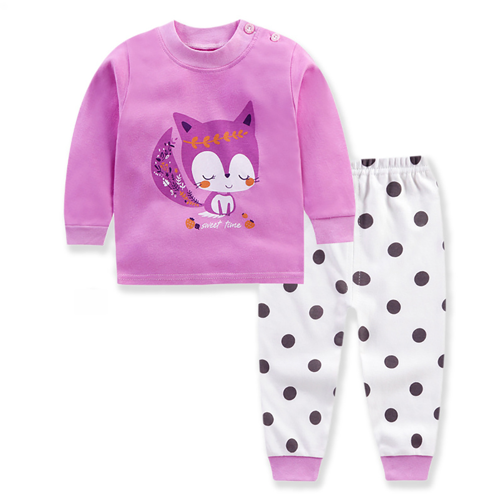 Kids Pyjamas Sets Boys Girls Long Sleeve Cartoon Cotton Sleepwear