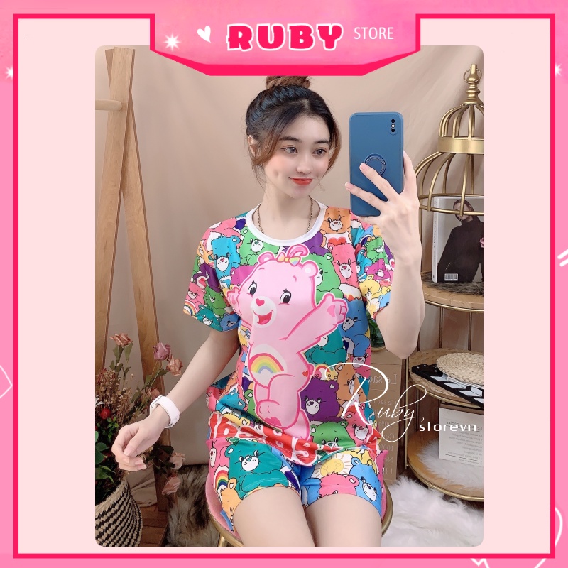 Set bộ Gấu Hồng Unisex Nam Nữ FULL SIZE Dưới 70KG ❤ Đồ bộ mặc nhà mẹ và bé ❤ DBRBD