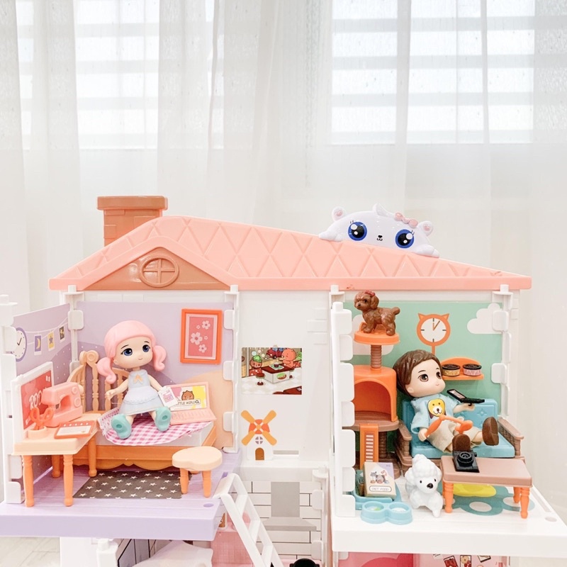 Bộ Đồ Chơi Ngôi Nhà Búp Bê Thông Minh Cho Bé Gái 3 Tầng Little World - Mây Kids