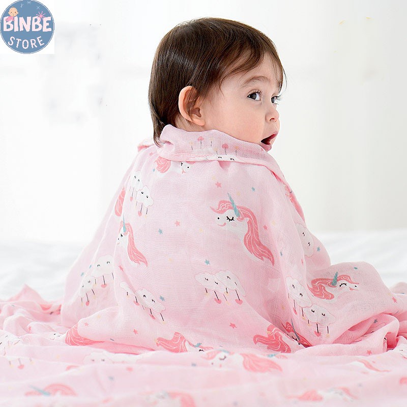 Khăn tắm cho bé, khăn quấn sợi tre muslin 2 lớp cao cấp 120*120cm siêu mềm cho bé