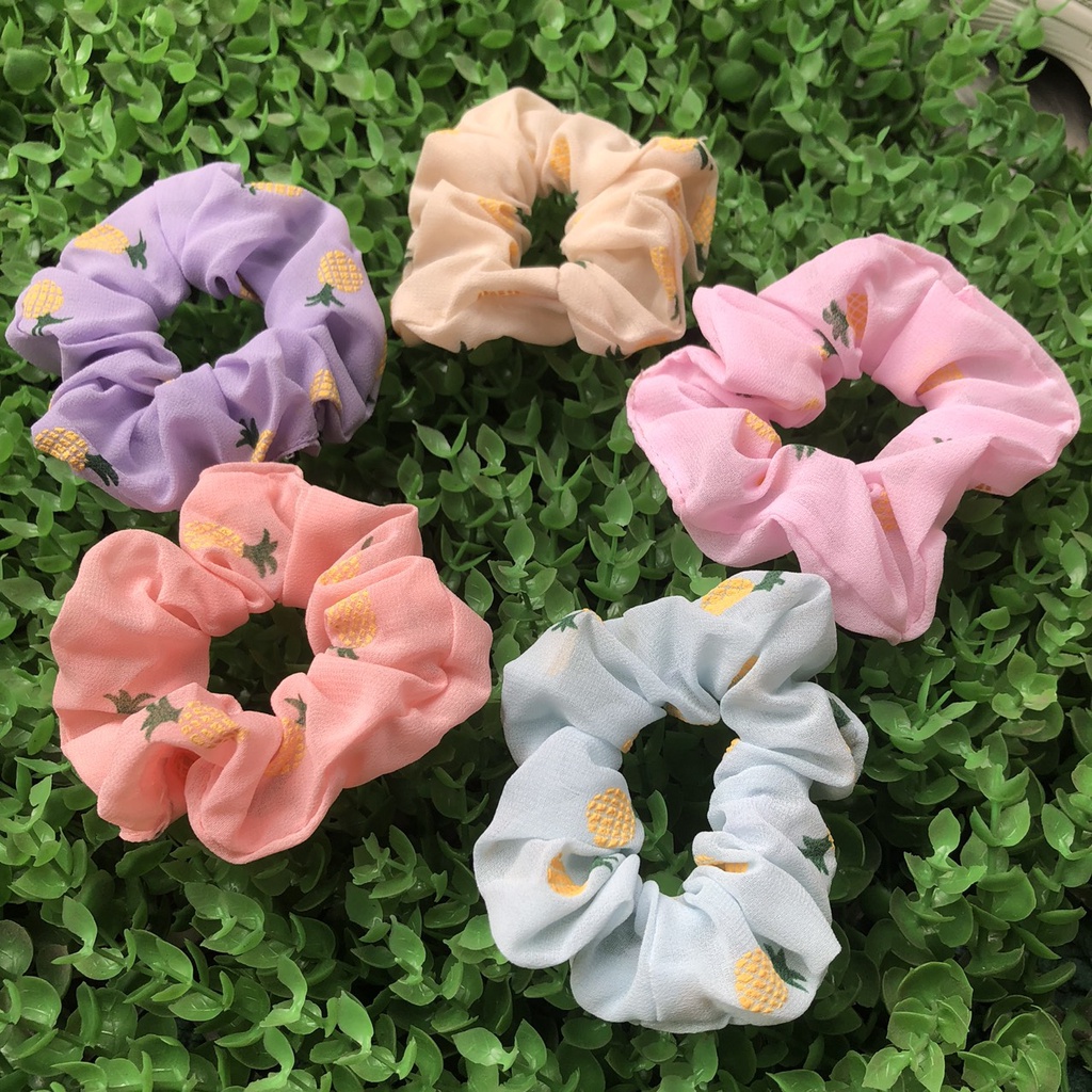 Cột (buộc) tóc scrunchies voan cát hình trái thơm xinh xắn M64