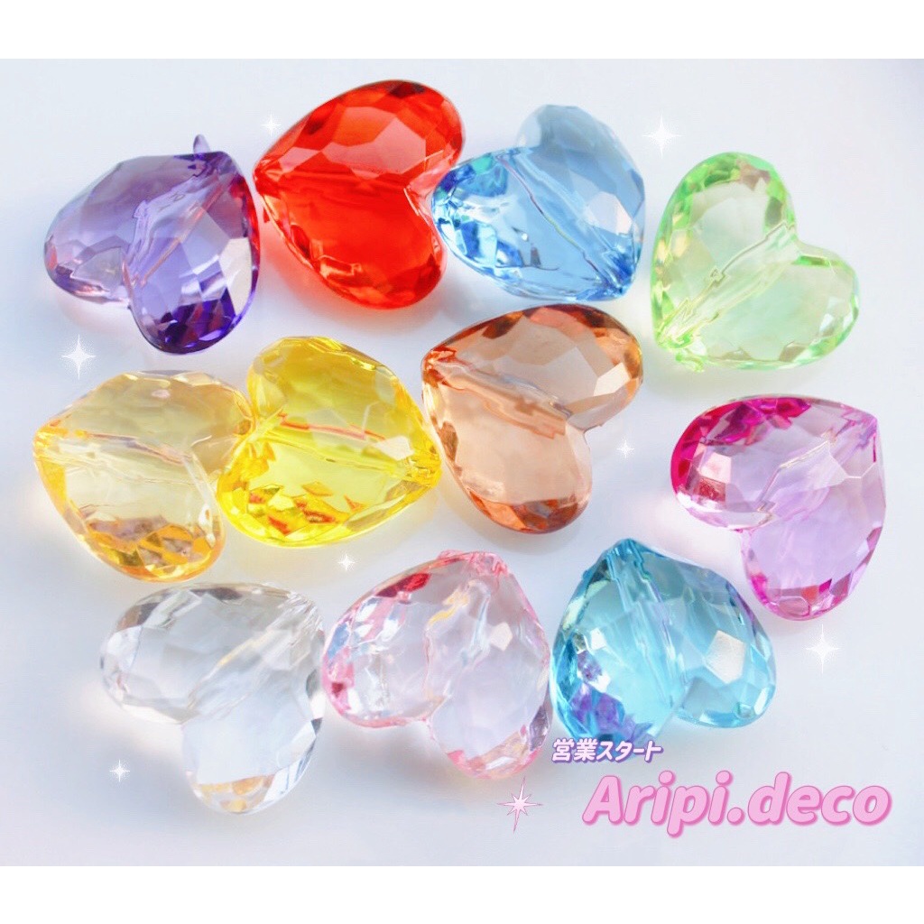 Charm nhựa tim lớn trong xỏ lỗ 2 đầu A22 /Nguyên liệu làm vòng tay /handmade / resin