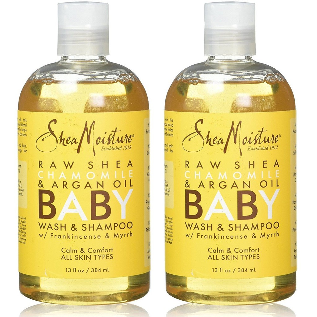 DẦU GỘI + SỮA TẮM Sheamoisture Shea Moisture Raw Shea Chamomile Argan Oil Baby mẫu mới nhất có vòi