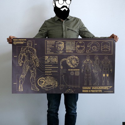 [Tranh Poster] Bản Thiết Kế IronMan Người Sắt Siêu Lớn Và Nét (101 x 54cm) Treo Trang Trí Tường Phòng Ngủ Phòng Khách