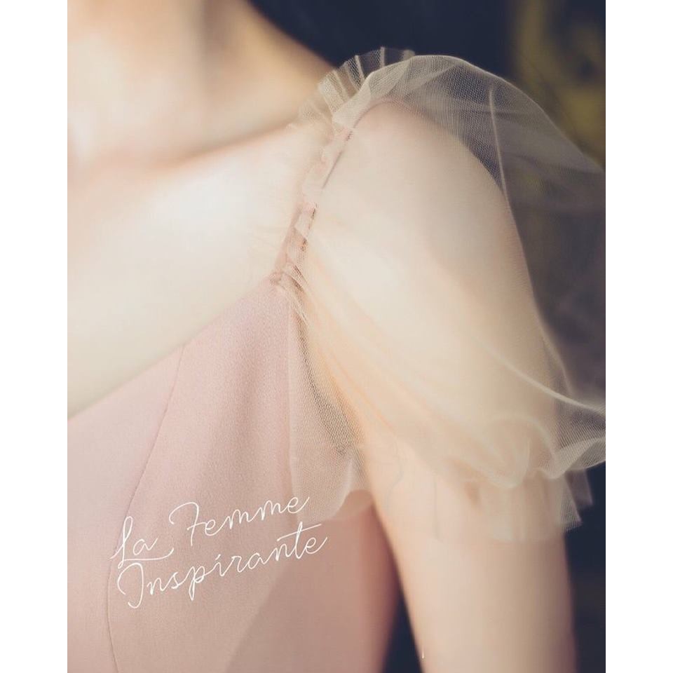 Đầm dự tiệc dáng xòe công sở Pink Naccy Dress tay phối lưới siêu xinh