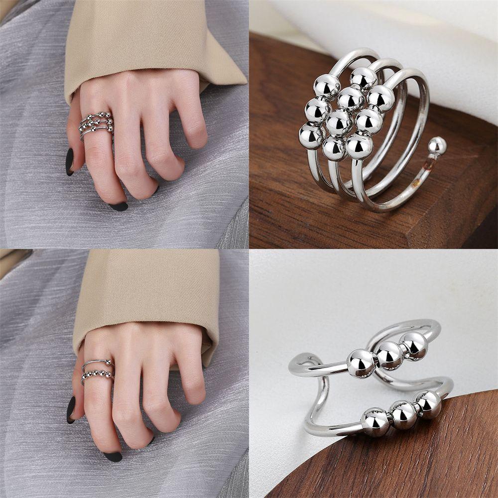 Nhẫn Mở Hình Học Đính Hạt Có Thể Điều Chỉnh Giúp Giảm Căng Thẳng MIH