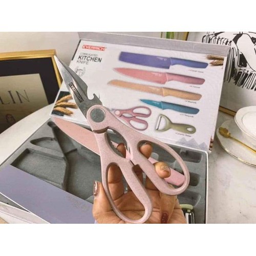 Bộ Dao Lúa Mạch Kháng Khuẩn 6 Món Hộp Đựng Cao Cấp, Set Dao 6 Chi Tiết Lúa Mạch Dụng Cụ Nhà Bếp